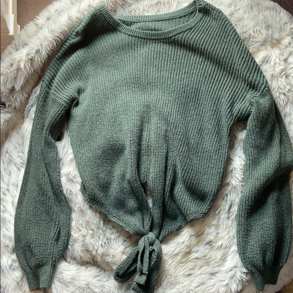 Green Oversized Sweater Knotted, Hollister, Medium